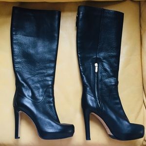 Max Mara boots, black leather heels